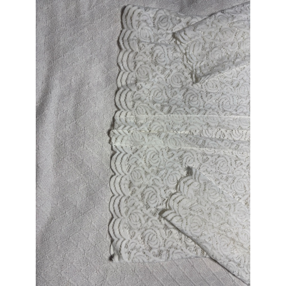 VTG 90s Tudor Court White Coquette Scalloped Lace Top Button Cardigan SZ L - Picture 5 of 8